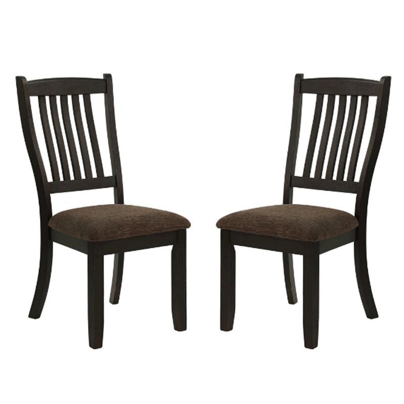 Simple Relax Dark Coffee Fabric Upholstered Side Chairs, Black(Set of 2) image number 1