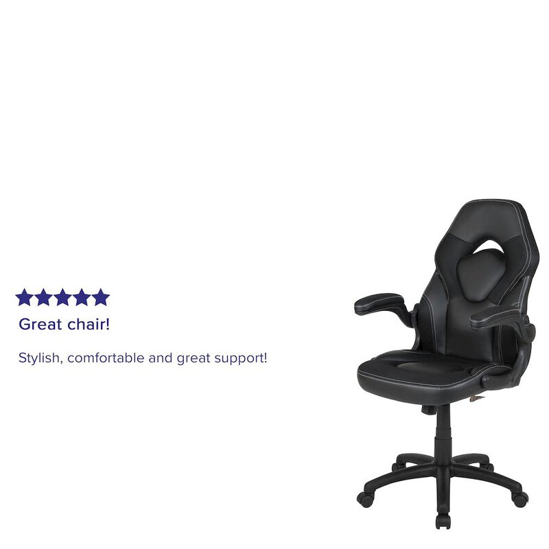 Flash Furniture X10 Gaming Chair Racing Office Computer Swivel Chair, White/Black LeatherSoft image number 1