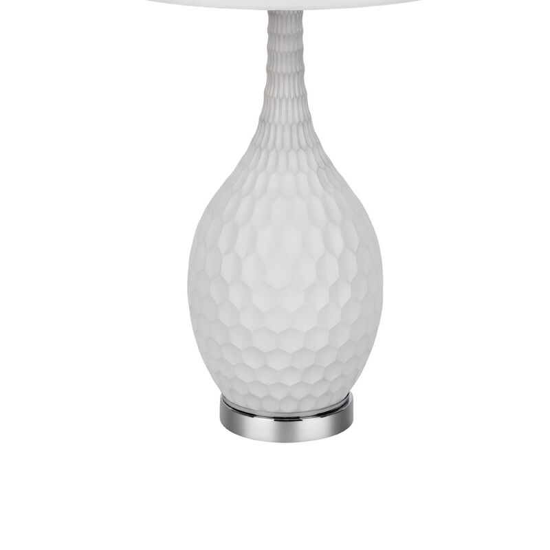 Table Lamp Set of 2, Sculpted Slim Neck Glass Base, Off White Shade image number 6