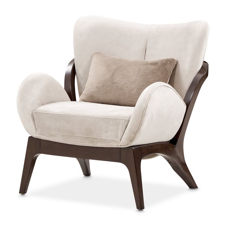 Michael Amini Camellia Field Velvet Accent Chair - Porcini/Warm Pecan