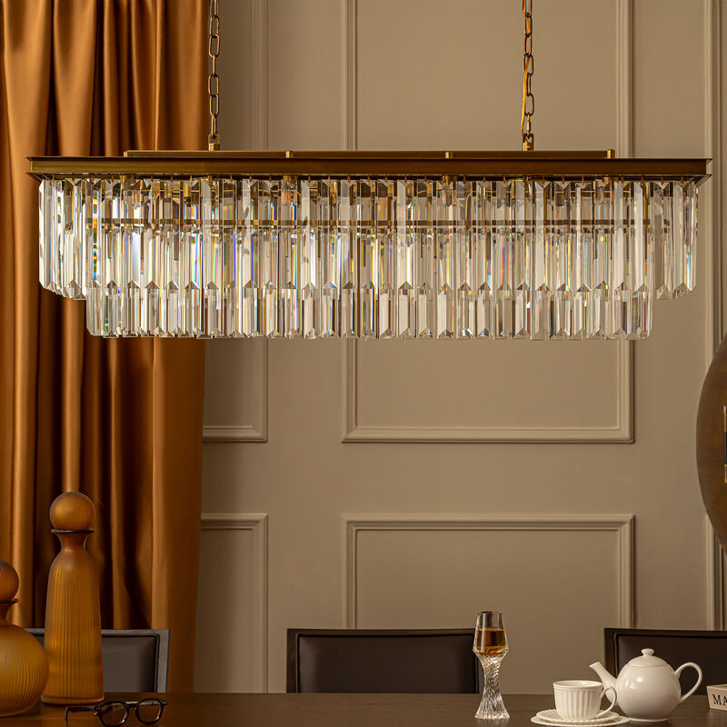 12-Light Modern Gold Fringe Crystal Chandelier for Dining Room with Crystal Accents image number 3