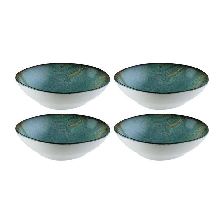 Madera 7" x 6.5" x h:2" 17 oz. Organic Decorated Porcelain Bowl (Set of 4)