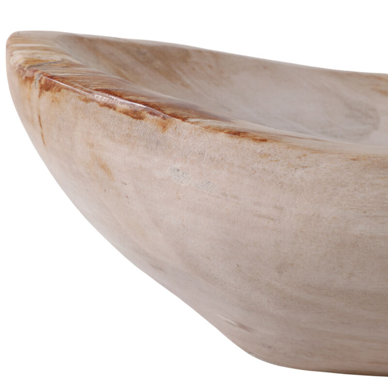 14" Petrified Wood Oval Bowl, Ivory image number 4
