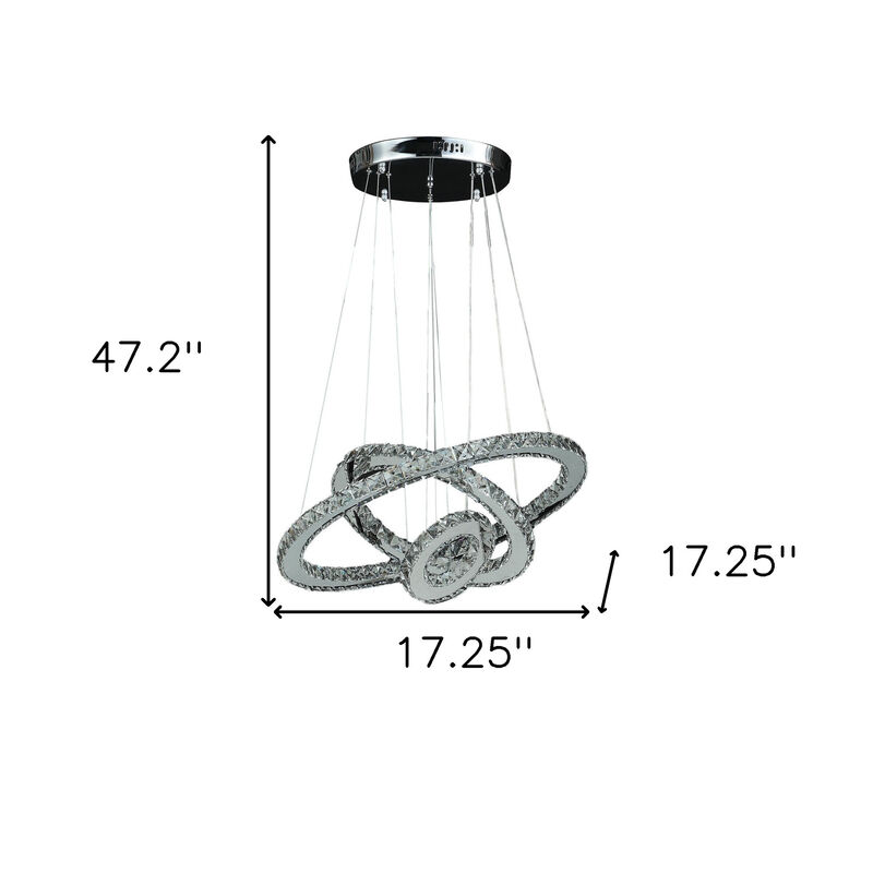 Hivvago Silver Metal and Crystals LED Dimmable Chandelier