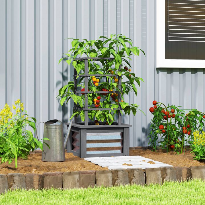 Hivvago Garden Bed with Trellis and Elevated Planter