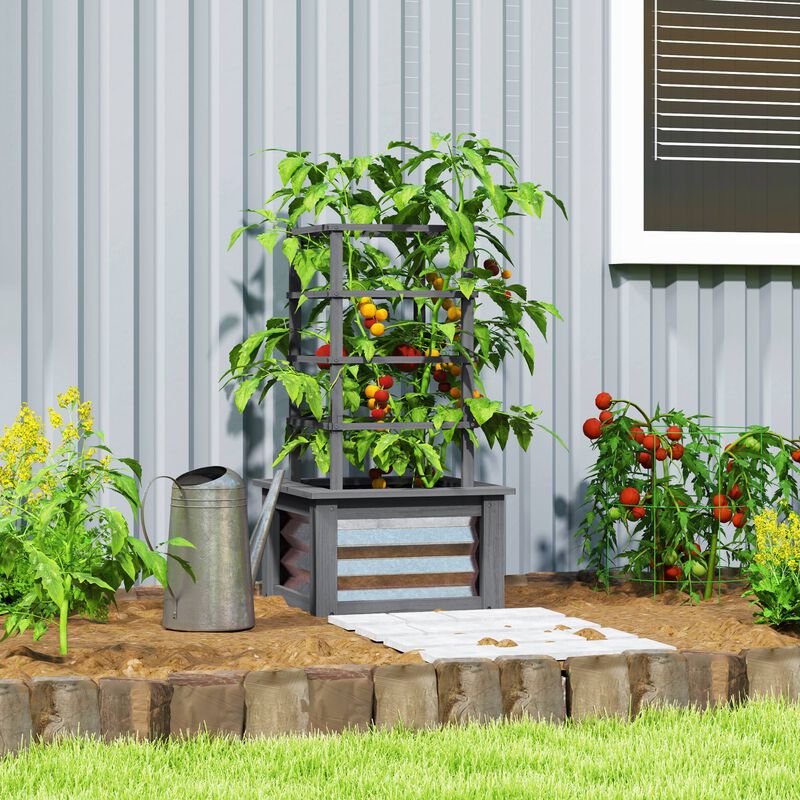 Hivvago Garden Bed with Trellis and Elevated Planter image number 1