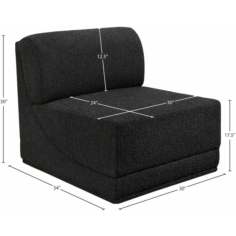 Meridian Furniture Ollie Black Boucle Fabric Armless