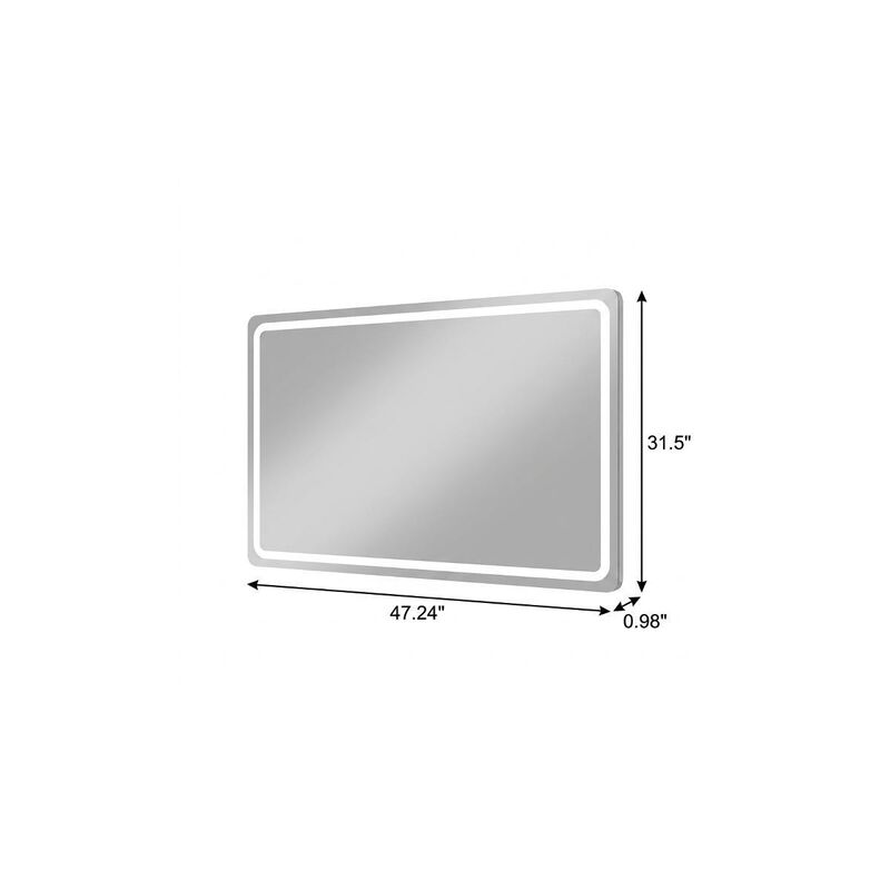 HomeRoots 32" Silver Lighted Frameless Anti Fog Bathroom Vanity Mirror image number 2