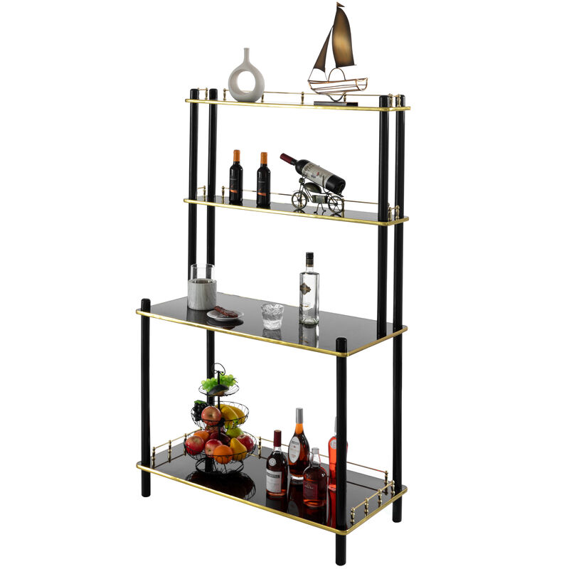 Classy and Elegant 4 Tiered Multifunctional Wooden Open Bar Shelves, Modern Console Table, Coffee Bar Accessories, Coffee Bar Cabinet, Tea Bar and Wine Bar Table, White