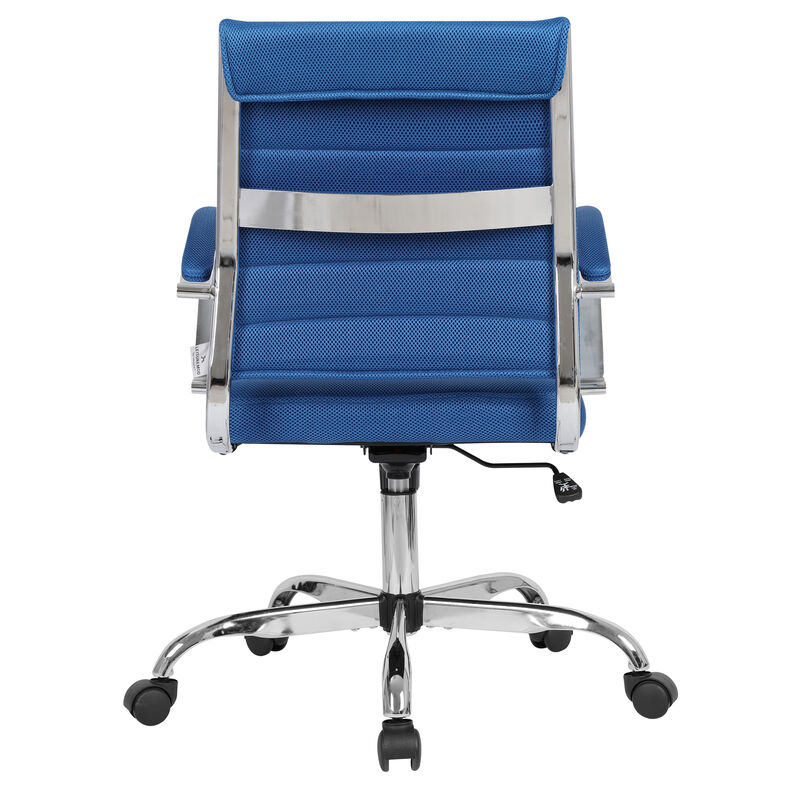 LeisureMod Office Upholstered Mesh Mid-Back Computer Ergonomic Adjustable Modern Task Chair with Swivel and Tilt Benmar Series