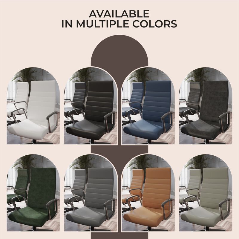 LeisureMod Hilton Modern High Back Leather Conference Office Chair with Adjustable Height & Swivel &ndash; Ergonomic and Stylish Office Seating