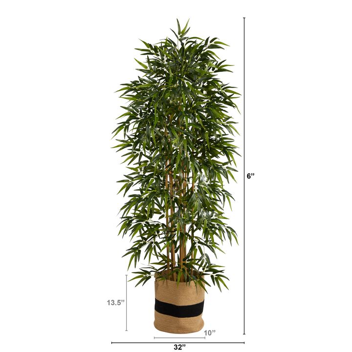HomPlanti 6 Feet Bamboo Artificial Tree with 1024 Bendable Branches in Handmade Natural Cotton Planter
