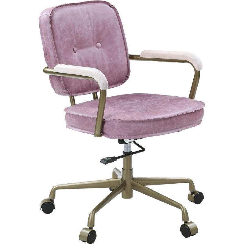 Office Chair with Armrests in Pink Top Grain Leather image number 1