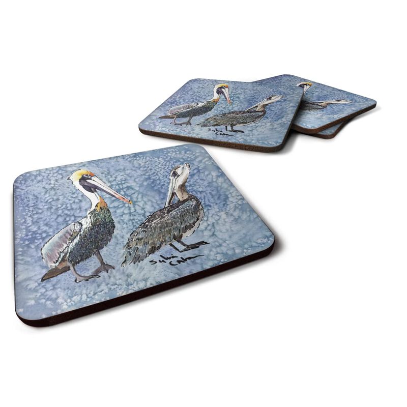 Caroline's Treasures 8409FC Bird-Pelican Foam Coasters (Set of 4), 3.5 H x 3.5 W, Multicolor