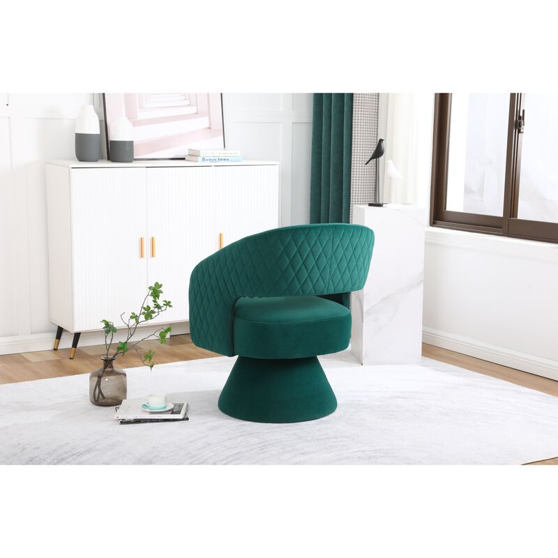 Swivel Accent Chair Armchair, Round Barrel Chair in Fabric for Living Room Bedroom, Green