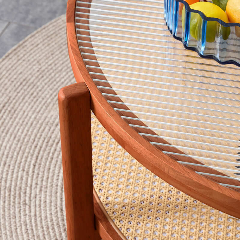 Cridcu Double Layer Solid Wood Coffee Table image number 4