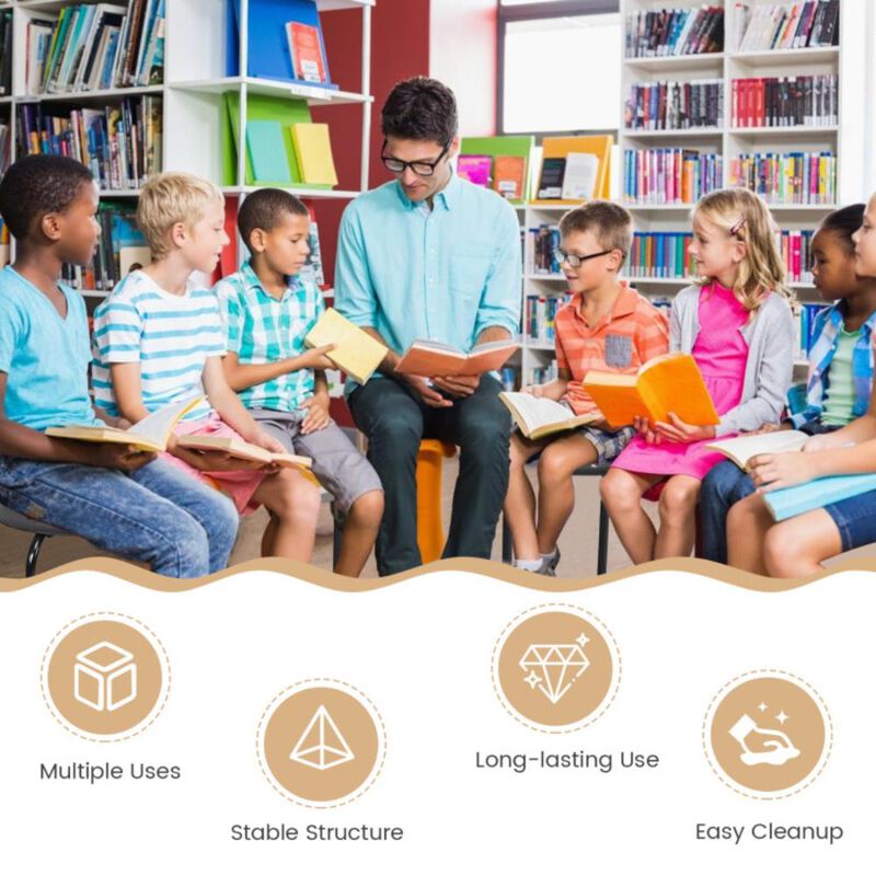 Hivvago 17.5 Inch Set of 6 Portable Plastic Stack Stools with Metal Frame