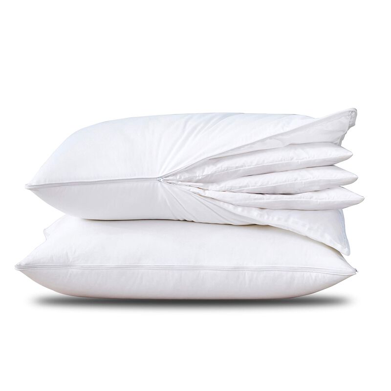 Three Geese Adjustable Layer Goose Feather Pillow,Assemblable Bed Pillow,100% Soft Cotton Cover,Good for Side and Back Stomach S