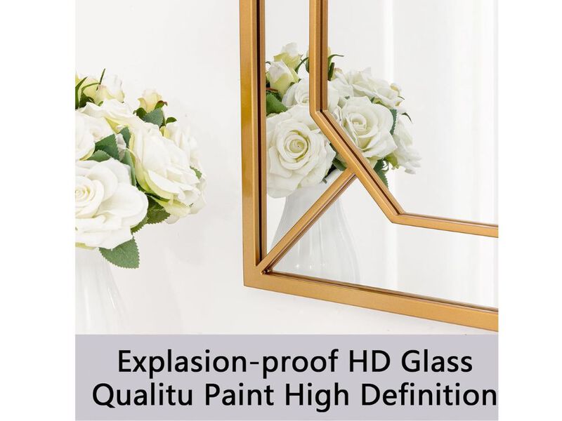 36"x24" Gold Irregular Wall Mirror &ndash; Tempered Glass Modern Accent Decor