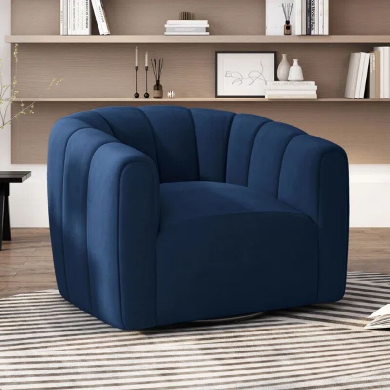 Merax Velvet 360&deg; Swivel Barrel Chair image number 1