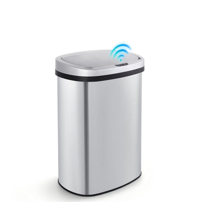 13 Gal./50 Liter Stainless Steel Oval Motion Sensor Trash Can for Kitchen image number 0