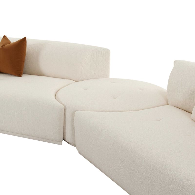 Fickle Cream Boucle 4-Piece Modular LAF Sectional image number 4