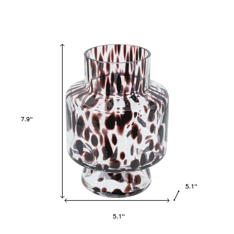 HomeRoots 8" Amber And Clear Abstract Glass Cylinder Table Vase image number 5