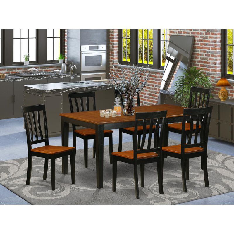 7 PC Kitchen Table set-Dining Table and 6 Wood Dining Chairs
