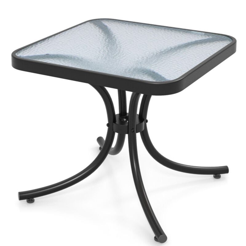 Hivvago Tempered Glass Top Patio Table with Heavy-duty Metal Frame for Garden Poolside