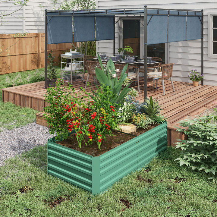Hivvago Outdoor Steel Raised Garden Planter with Reinforced Rods