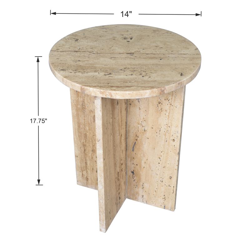 Javier 14" Contemporary Natural Marble Handmade X-Shaped End Table