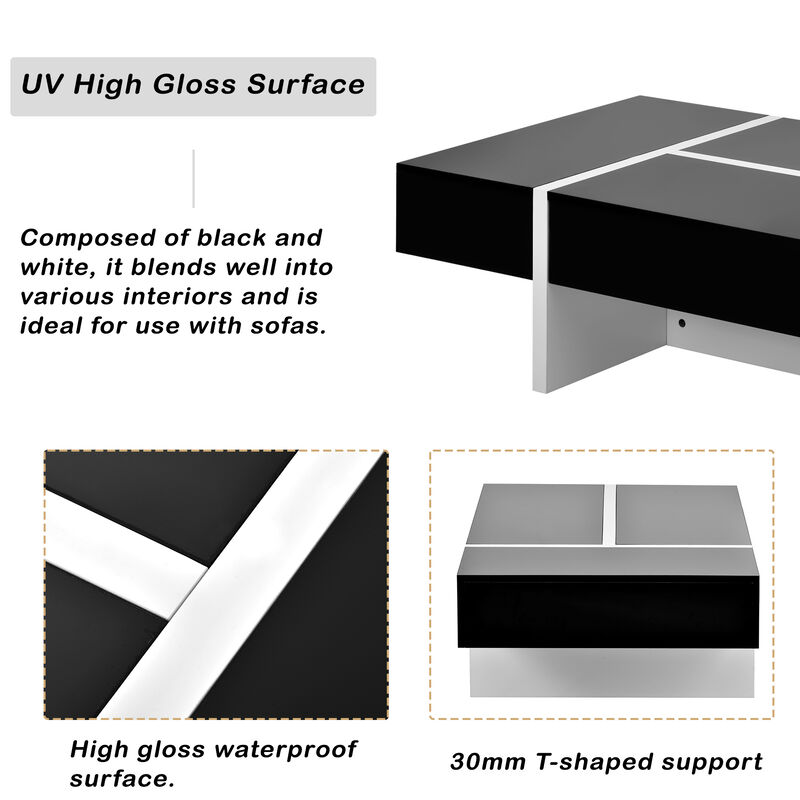 Merax Contemporary Rectangle High Gloss Coffee Table