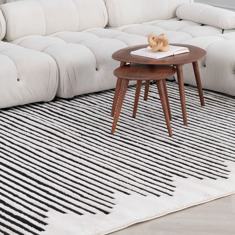 Rug Branch Shodo Modern Striped Cream Black Indoor Area Rug