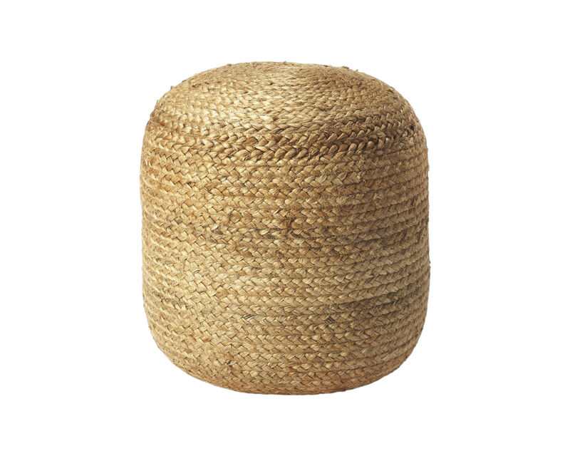 Hivvago 16 Inch Jute Round Pouf Ottoman