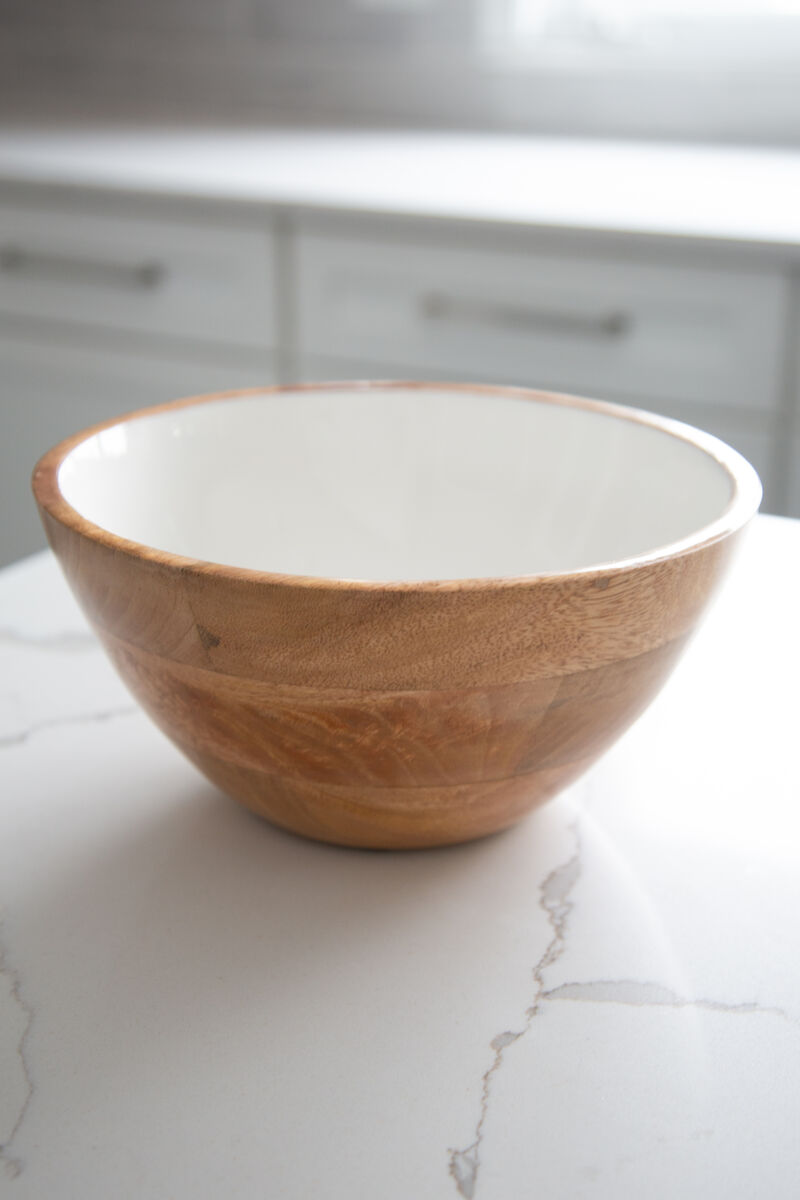 Jeanne Fitz Wood + White Collection Mango Wood Serving Bowl - Medium image number 2