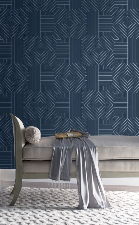 Diverging Diamonds Navy Wallpaper