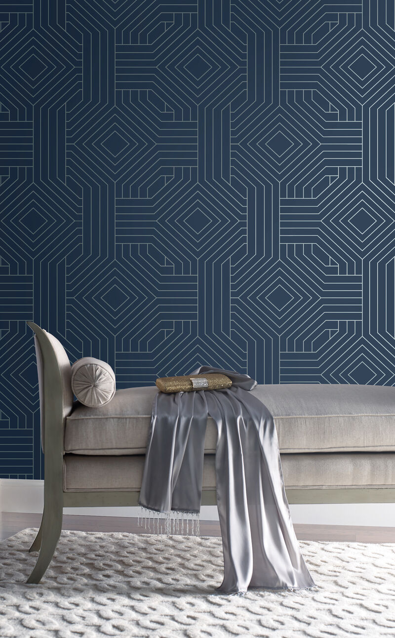 Diverging Diamonds Navy Wallpaper image number 1