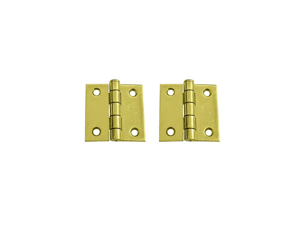 QCAA Square Door Butt Hinge, Heavy Gauge, Swaged, Loose Pin, 2x2x2.0mm, Brass Plated, Made in Taiwan, 2 Pack