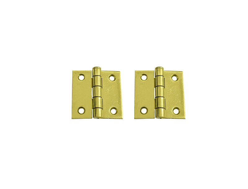 QCAA Square Door Butt Hinge, Heavy Gauge, Swaged, Loose Pin, 2x2x2.0mm, Brass Plated, Made in Taiwan, 2 Pack