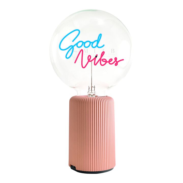 Bulb GOOD VIBES Blue/ Red with Base Table Lamp PORTABLE Pop