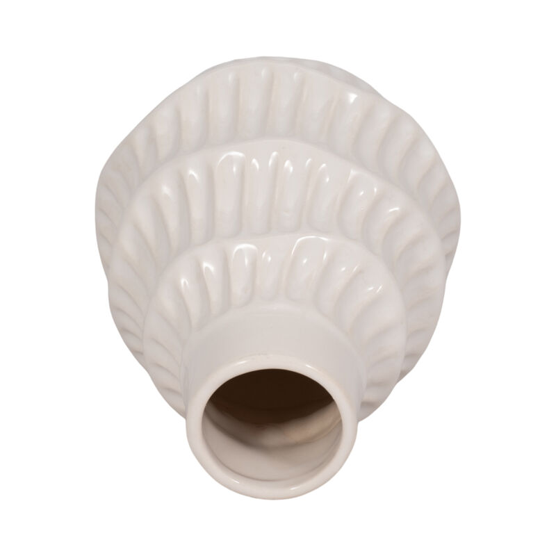 Cer, 6" Wavy Vase, White image number 4