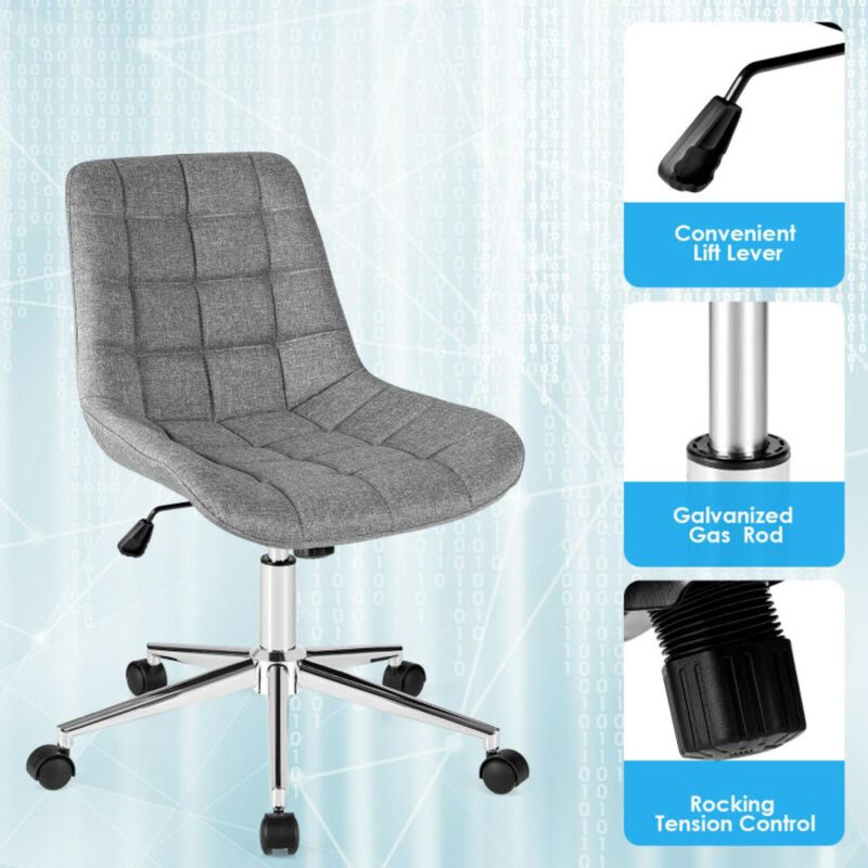 Fabric Adjustable Mid-Back Armless Office Swivel Chair