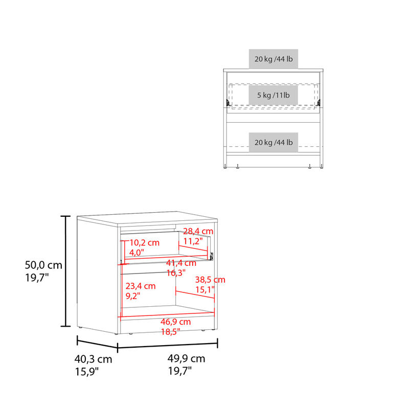 Kemp Mill Nightstand, Matt Grey/Macadamia
