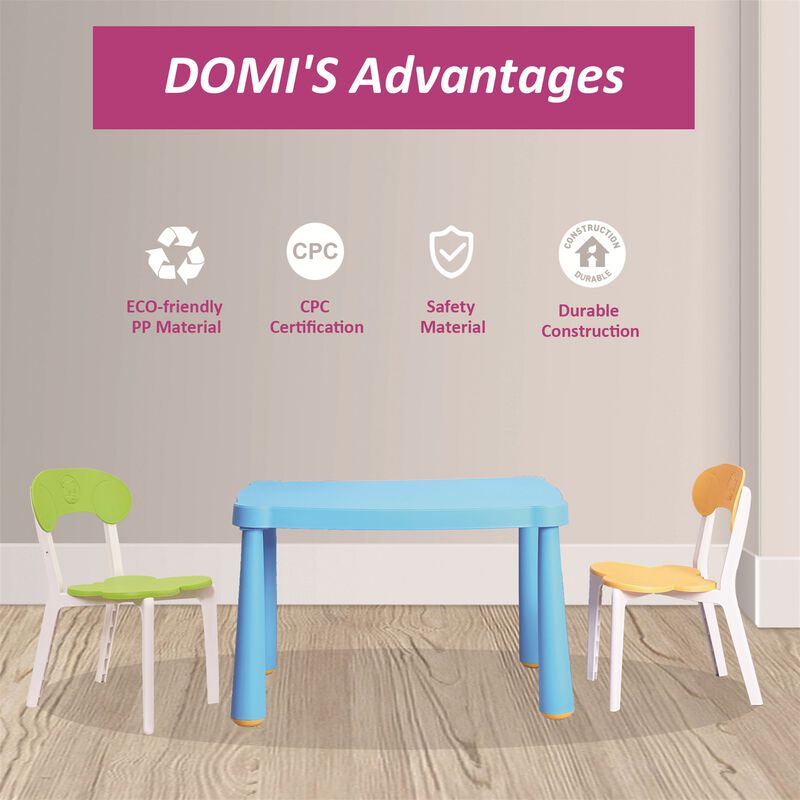CLIHOME High Quality Plastic Kids Table and Chair Set,3 Piece Children Reading Activity Table and Chair image number 4