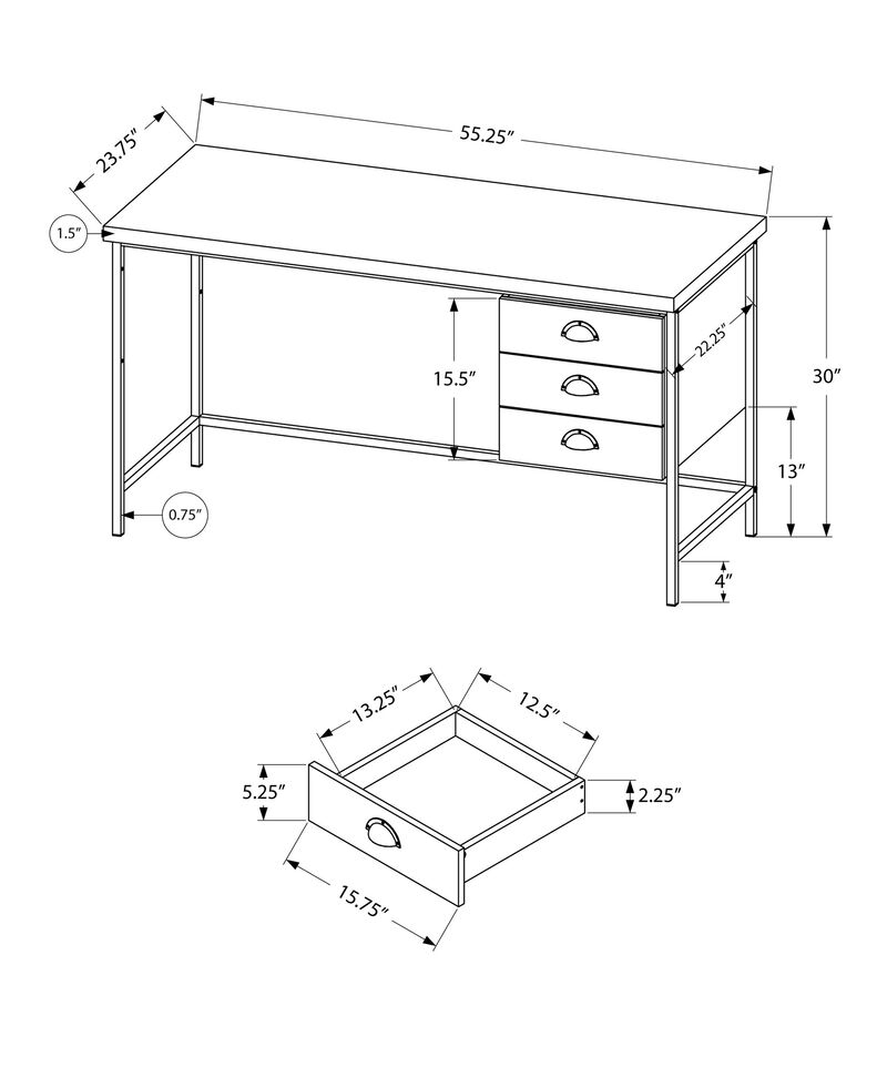 Sturdy Computer Desk – Writing Table with Three Storage Drawers