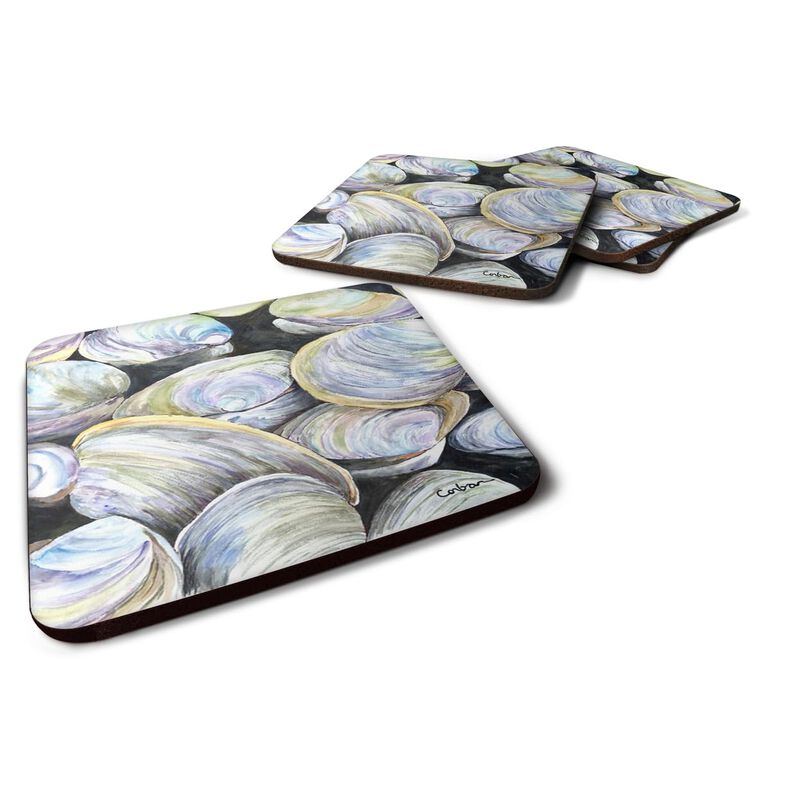 Caroline's Treasures 8714FC Clam Quahog Foam Coasters (Set of 4), 3.5 H x 3.5 W, Multicolor