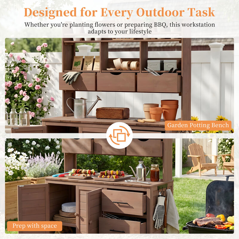 44.6" Farmhouse Patio Potting Tables image number 3
