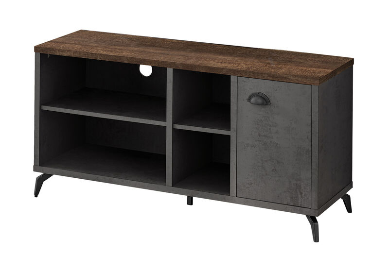 HomeRoots 47" Brown And Gray Distressed Reclaimed Wood Enclosed and Open Storage TV Stand image number 2