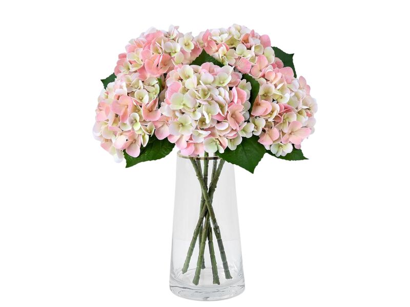 5 Piece Pink Artificial Hydrangea Flower Stems Touch Outdoor Wedding Centerpiece image number 0