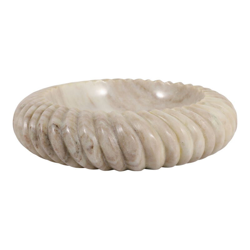 12x12" Ribbed Marble Bowl, Beige image number 0